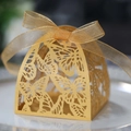 Golden laser-cut butterfly gift box with matching organza ribbon for weddings - Gold