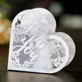 Scatola regalo a cuore bianca intagliata al laser con nastro e scritta Thank You - Bianco