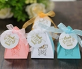 Triangle hollow butterfly favor boxes in pastel pink white blue and yellow with silk ribbon - Multicolor With Tags