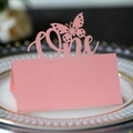 Marque-place papillon découpé au laser avec One pour fête de premier anniversaire - Rose
