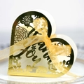 Elegant gold laser-cut heart favor box with For You engraving and silk ribbon - Reflective Gold