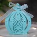 Himmelblaue lasergeschnittene Geschenkbox für Süßigkeiten mit eleganter Schleife - Türkisblau