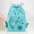 Tiffany blue laser cut butterfly candy box with light blue ribbon for wedding party favors - Turquoise Blue