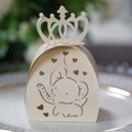 Laser-cut elephant candy box with crown top for parties and festive gift wrapping - Jewelry Cream Star