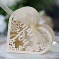 Scatola bomboniera a cuore crema con intaglio Thank You e nastro di raso - Stella Crema Gioiello