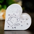 Scatola regalo a cuore con elefante blu e nastro bianco per compleanni bambini - Bianco