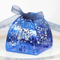 Scatola regalo blu metallizzato intagliata al laser con fiocco blu navy per matrimoni e feste - Blu Scuro Riflettente