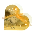 Boîte à bonbons éléphant en forme de cœur doré avec cœurs évidés et ruban en organza - Or Réfléchissant