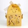 Elegante goldene lasergeschnittene Schmetterlings-Süßigkeitenbox mit Schleife für Hochzeiten - Gold