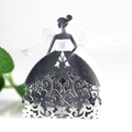 Elegant laser-cut girl silhouette wedding candy box in pearlescent dark grey finish - Reflective Silver