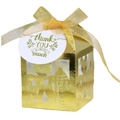 Scatola di caramelle dorata a forma di orso con nastro e cartellino di ringraziamento - Oro Riflettente