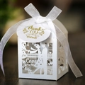 Scatola per bomboniere bianca tagliata al laser con silhouette d'amore e nastro - Bianco