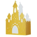 Scatola di caramelle a castello dorata glitterata con intaglio laser per matrimoni - Oro Luccicante