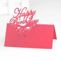Segnaposti per compleanno rosso rosa tagliati al laser con eleganti intagli cavi - Rosso Perlato