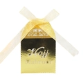 Scatola per caramelle Hajj Mabrour dorata riflettente con design traforato e nastro giallo - Oro Riflettente