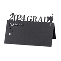Tarjeta de mesa negra cortada con láser graduación 2024 con silueta Class of eventos - Negro