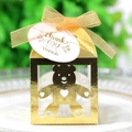 Gouden beer snoepdoosje met lint en Thank You-label voor feestjes en gasten - Reflecterend Goud