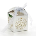 Silver hollow star candy gift box with white organza bow for wedding party favors - Reflective Silver