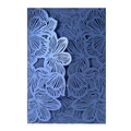 Detail of dark blue laser-cut invitation card with intricate floral patterns and pearlescent finish - Magic Blue
