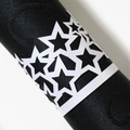 Black high-elastic sports arm sleeve with stylish white star pattern design on white background - White