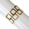 Elegant gold geometric hollow napkin ring for luxury banquet table settings - Reflective Gold