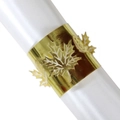 Golden maple leaf napkin ring with hollow carved design on white background - Gold