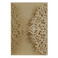 Champagne gold laser cut lace wedding invitation card made of premium pearlescent paper - Beige Gold