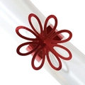 Servilletero de pétalos rojos brillantes para decoración de boda sobre seda blanca - Rojo Brillante Reflectante