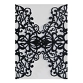 Elegant laser cut black glitter wedding invitation pocket with floral lace pattern - Glitter Black