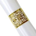 Rond de serviette doré élégant avec motif floral découpé au laser pour décoration - Or Réfléchissant Double Face