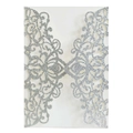 Elegant laser-cut silver glitter wedding invitations with intricate floral hollow patterns - Glitter Silver