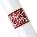 Rond de serviette rouge découpé au laser avec motif floral pour mariage et décor de table - Rouge Réfléchissant Double Face