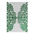 Laser-cut green glitter wedding invitation cover with intricate floral patterns - Glitter Dark Green