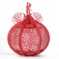 Lanterna di carta 3D con rose traforate e silhouette di coppia per decorazione matrimonio - Rosso