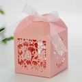 Pink laser-cut graduation candy box featuring Class of 2021 cutout and white ribbon bow - Pink
