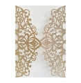 Laserschnitt Champagner Gold Glitzer Hochzeitseinladung mit filigranen Blumenmustern - Glitzer Roségold