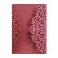 Elegant burgundy laser-cut lace invitation cover made of premium pearlescent paper - Dark Red