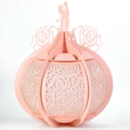 Lanterna di carta rosa tagliata al laser con silhouette romantica e motivi a rose - Rosa