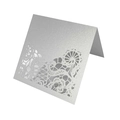Silver laser-cut place cards with glitter finish and elegant floral lace patterns - White