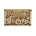 Creative 3D wooden Halloween pumpkin shadow box featuring laser-cut witch and spider web - Halloween Creative Wood Art