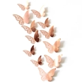 3D hohle Schmetterling Wandsticker in Roségold Metallic für elegante Heimdekoration - Set / Spiegel-Roségold