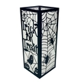 Lanterne d'Halloween noire avec toile d'araignée et découpe Trick or Treat pour bougie - Halloween C