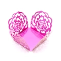 Pink metallic laser-cut cake border decoration with hollow rose flower design for parties - Nail Powder
