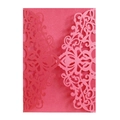 Elegant rose pink laser cut hollow invitation cover with pearl glitter floral pattern - Pearlescent Red
