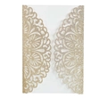 Champagne gold glitter laser-cut lace invitation card with symmetric mandala pattern - Glitter Rose Gold