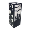 Porte-bougie Halloween noir et blanc avec motifs évidés de château hanté et fantômes - Halloween D