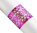 Metallic purple laser-cut napkin ring with intricate geometric vine pattern - Nail Powder