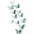 3D Wandtattoo Schmetterlinge in Türkis-Verlauf mit filigranem lasergeschnittenem Design - Set / Spiegel Indigo