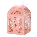 Rosa lasergeschnittene Meerjungfrau-Geschenkbox mit Organzaband für Hochzeitsbonbons - Rosa