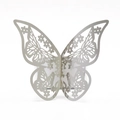 Rond de serviette papillon 3D argenté avec découpe laser et motifs floraux raffinés - Argent Miroir